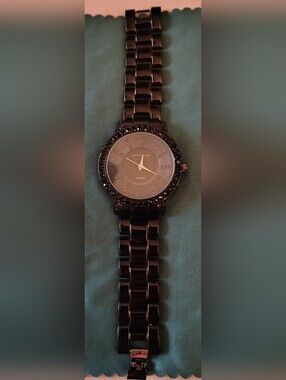 Black Crystal Bezel Bracelet Watch